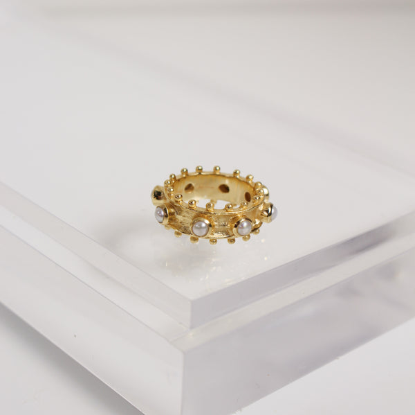 Etruscan Band Ring - Pearl