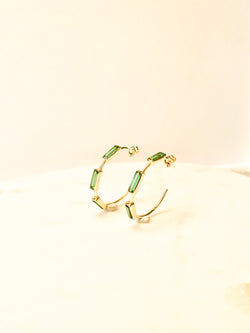 Lucia Hoop Earrings - Green Tourmaline
