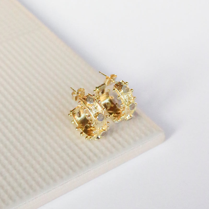 Etruscan Hoop Earrings - Labradorite