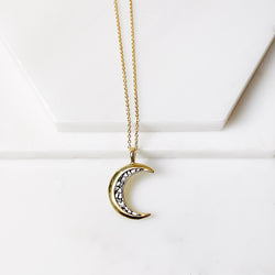 Crescent Pendant Necklace - Black Deco Diamond