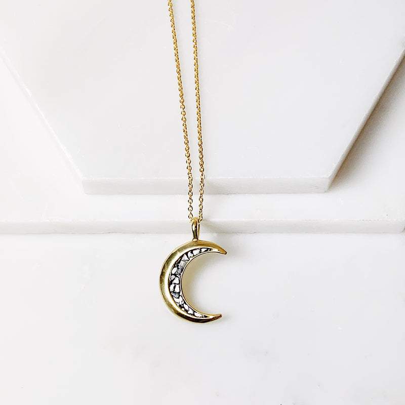Crescent Pendant Necklace - Black Deco Diamond