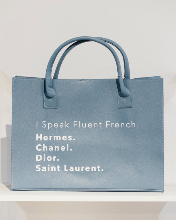 MODERN VEGAN TOTE- Denim Blue (French)