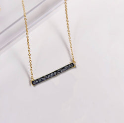 Deco Diamond Bar Necklace- Black